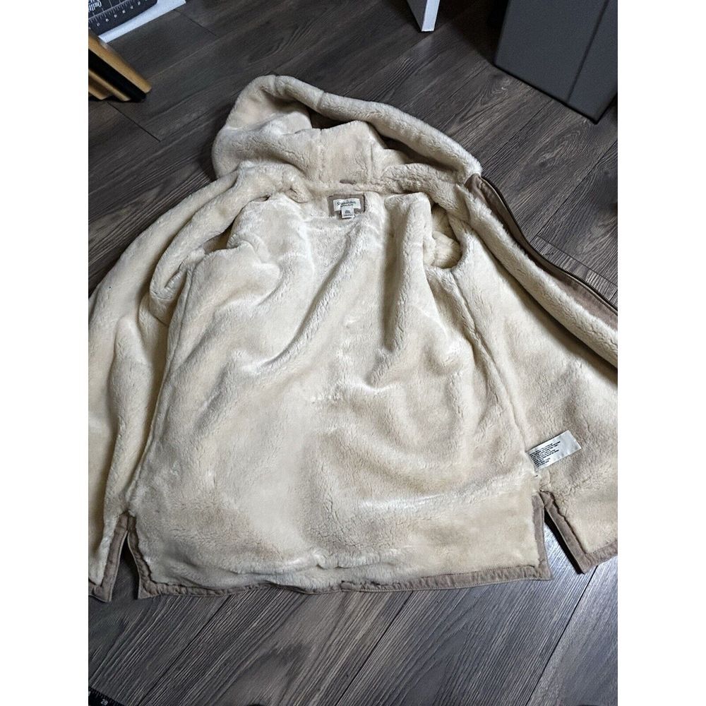 St. John's Bay Washable Size Large Suede Jacket With Faux Fur Lining & Hood Sz L - Picture 8 of 8
